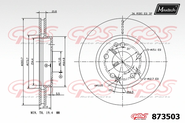 Disque de frein MAXTECH 873503