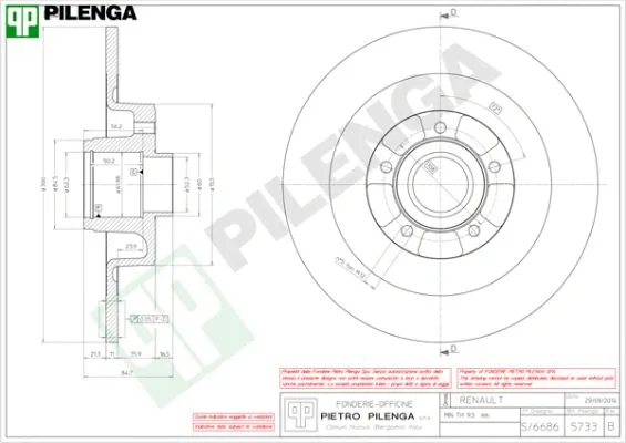 Disque de frein PILENGA 5733