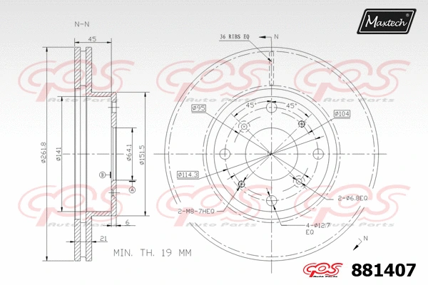Disque de frein MAXTECH 881407