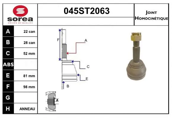 Jeu de joints, arbre de transmission STARTCAR 045ST2063