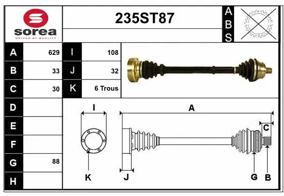 Arbre de transmission STARTCAR 235ST87