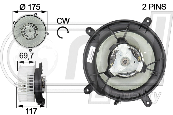 Moteur électrique, pulseur d'air habitacle RPL QUALITY APVTMB5013