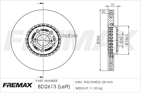 Disque de frein FREMAX BD-2613