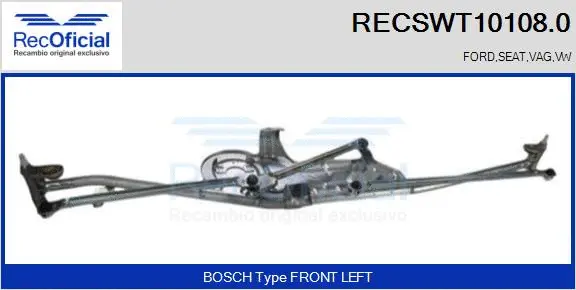 Tringlerie d'essuie-glace RECOFICIAL RECSWT10108.0