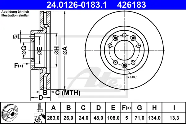 Disque de frein ATE-APAC 24.0126-0183.1