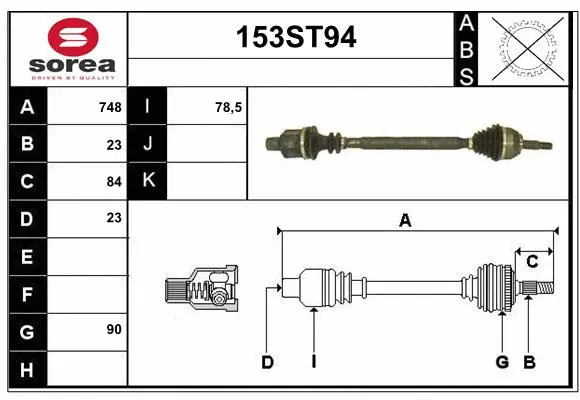 Arbre de transmission STARTCAR 153ST94