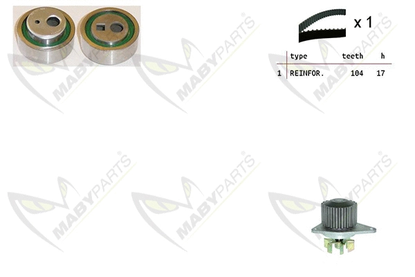 Pompe à eau + kit de courroie crantée MABYPARTS OBKWP0080