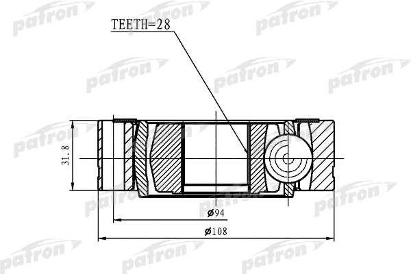 Jeu de joints, arbre de transmission PATRON PCV1461