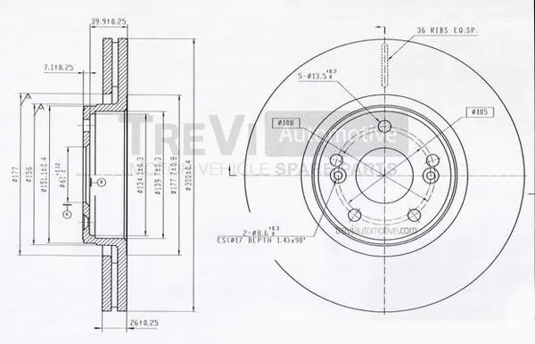 Disque de frein TREVI AUTOMOTIVE BD1163