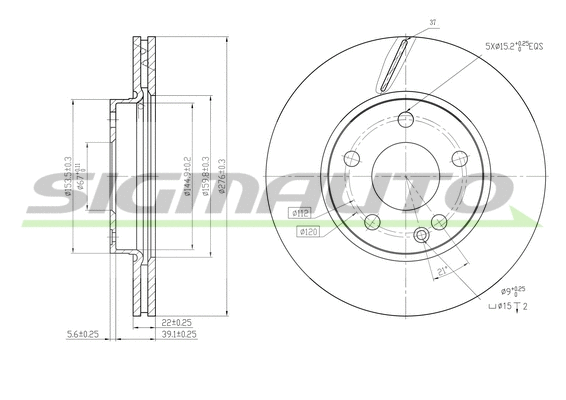 Disque de frein SIGMAUTO DBB220V