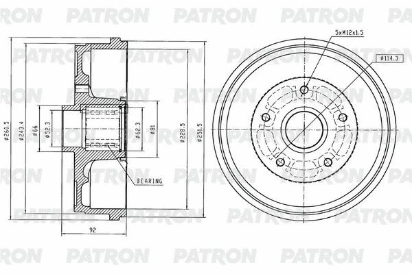 Tambour de frein PATRON PDR1014