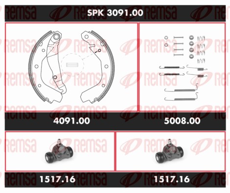 Kit de freins, freins à tambours REMSA SPK 3091.00