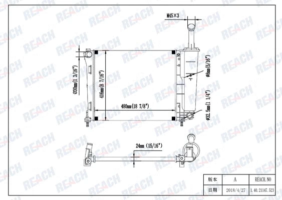 Radiateur, refroidissement du moteur REACH 1.40.21147.523