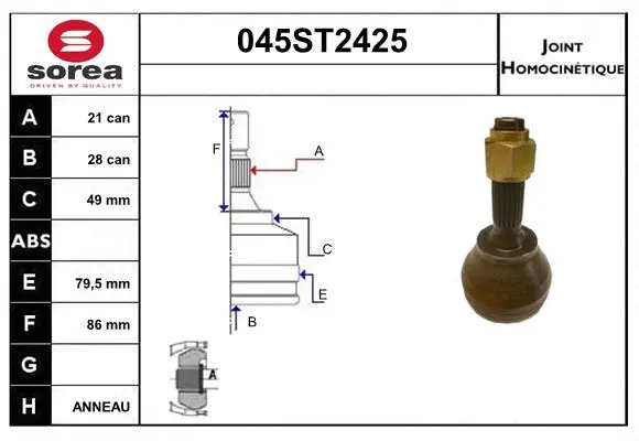 Jeu de joints, arbre de transmission STARTCAR 045ST2425