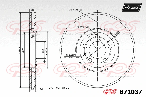 Disque de frein MAXTECH 871037