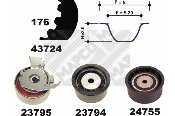 Kit de courroie crantée MAPCO 23729