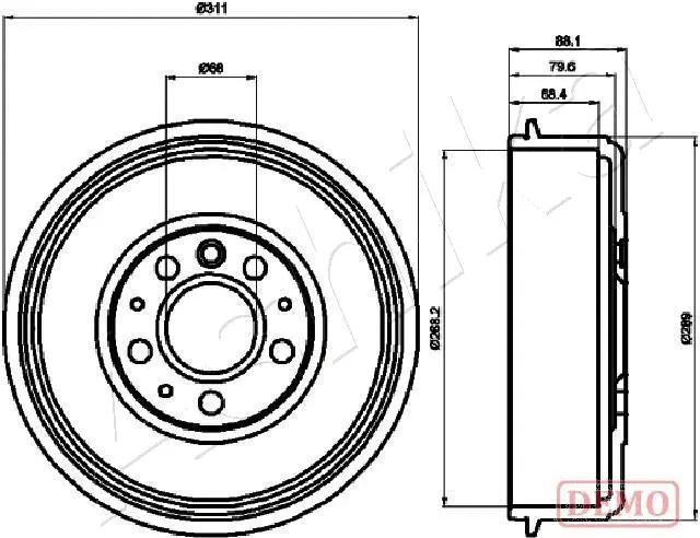 Tambour de frein ASHIKA 56-00-0914C
