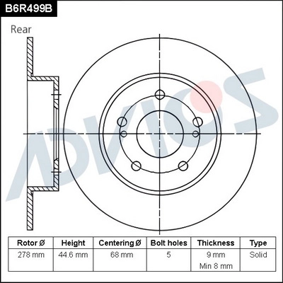 Disque de frein ADVICS B6R499B