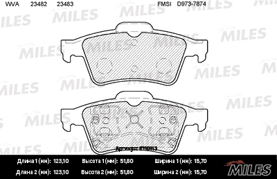 Kit de plaquettes de frein, frein à disque MILES E110113