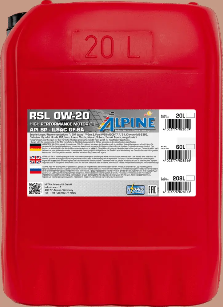 Huile moteur ALPINE 0100193