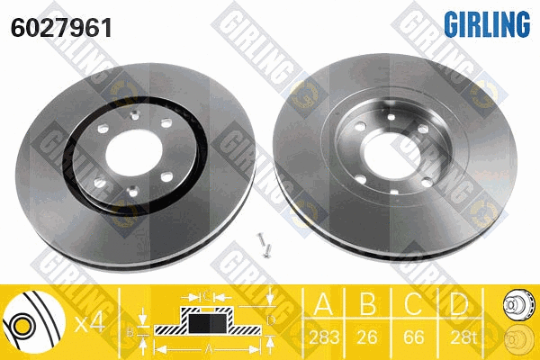 Disque de frein GIRLING 6027961