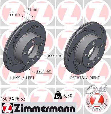 Disque de frein ZIMMERMANN 150.3496.53