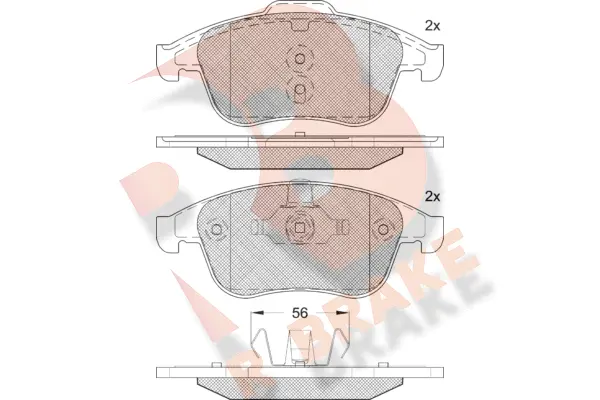 Kit de plaquettes de frein, frein à disque R BRAKE RB1918-208