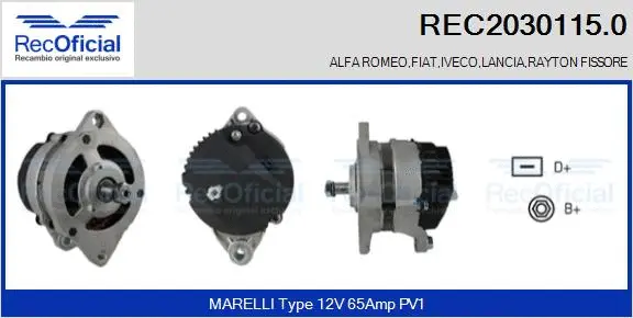 Alternateur RECOFICIAL REC2030115.0