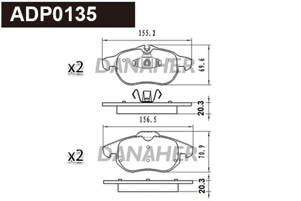 Kit de plaquettes de frein, frein à disque DANAHER ADP0135