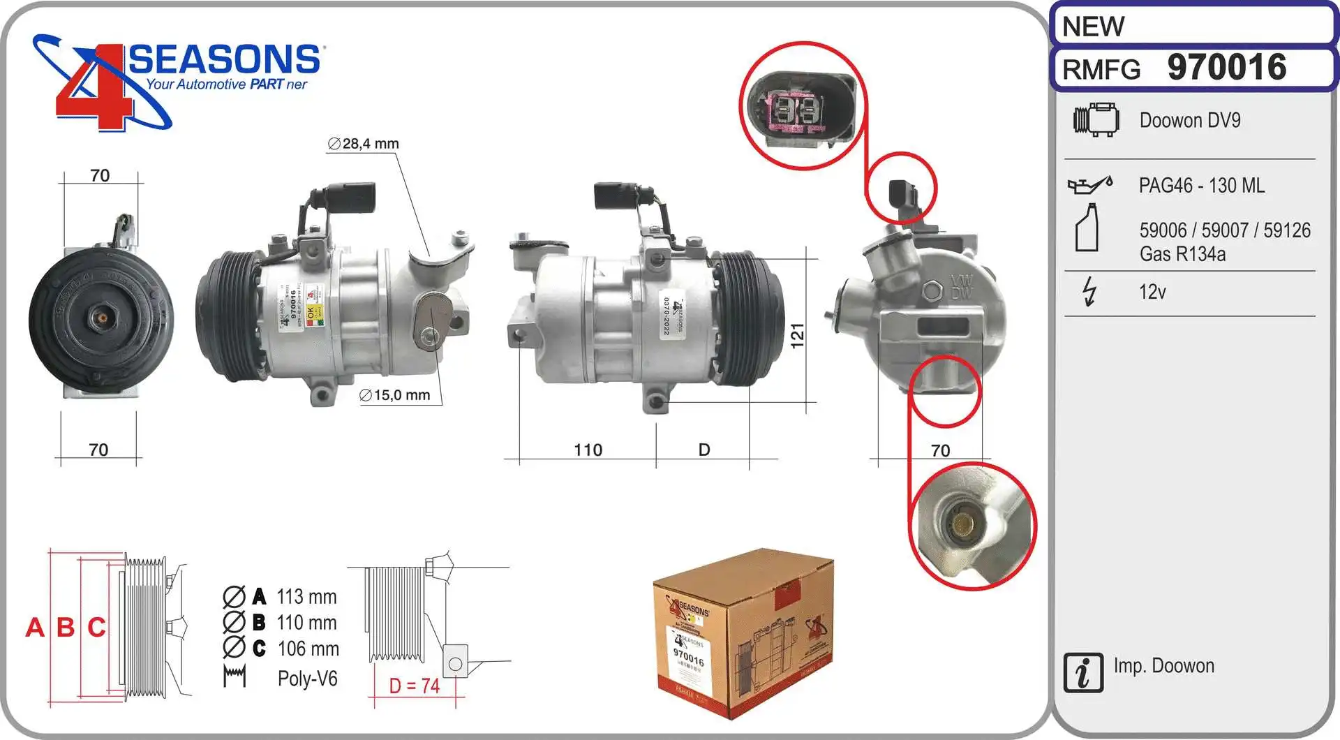 Compresseur, climatisation AHE 970016