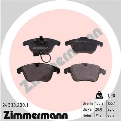Kit de plaquettes de frein, frein à disque ZIMMERMANN 24333.200.1