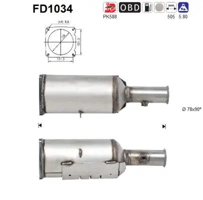 Filtre à particules / à suie, échappement AS FD1034