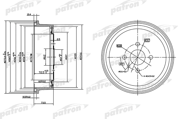 Tambour de frein PATRON PDR1122