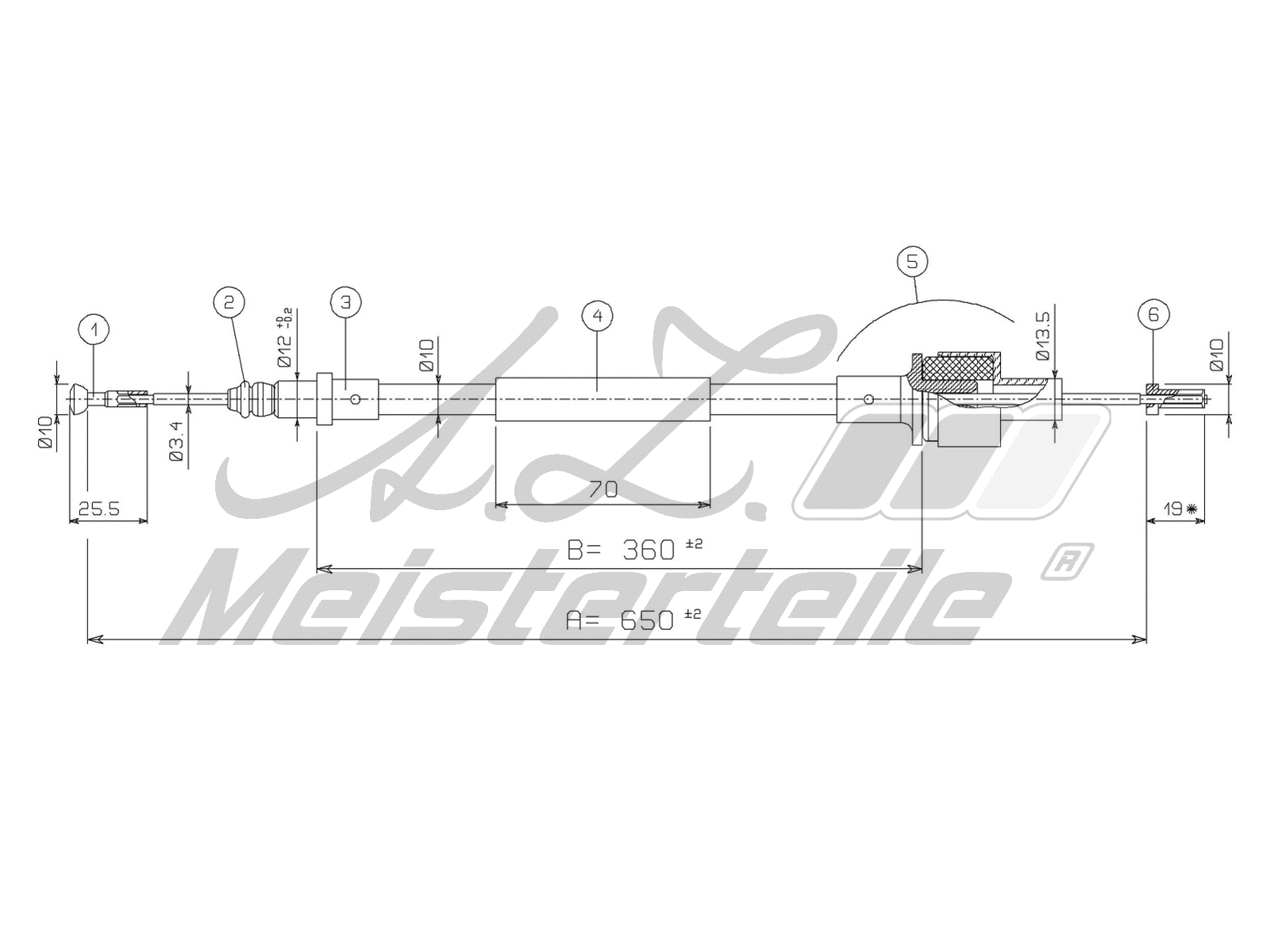 Tirette à câble, commande d'embrayage A.Z. Meisterteile AZMT-47-010-1306