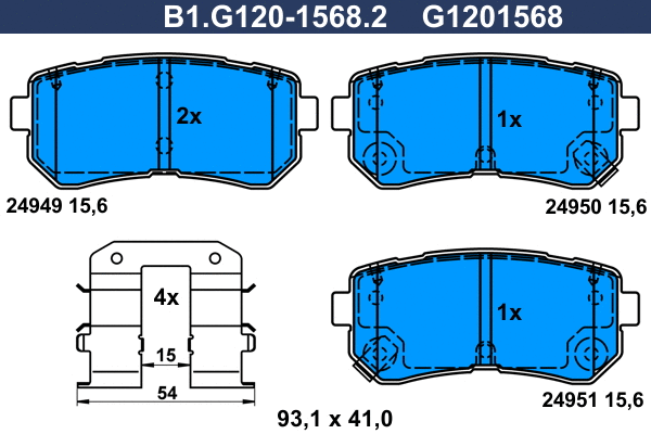 Kit de plaquettes de frein, frein à disque GALFER B1.G120-1568.2