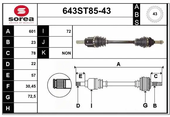 Arbre de transmission STARTCAR 643ST85-43