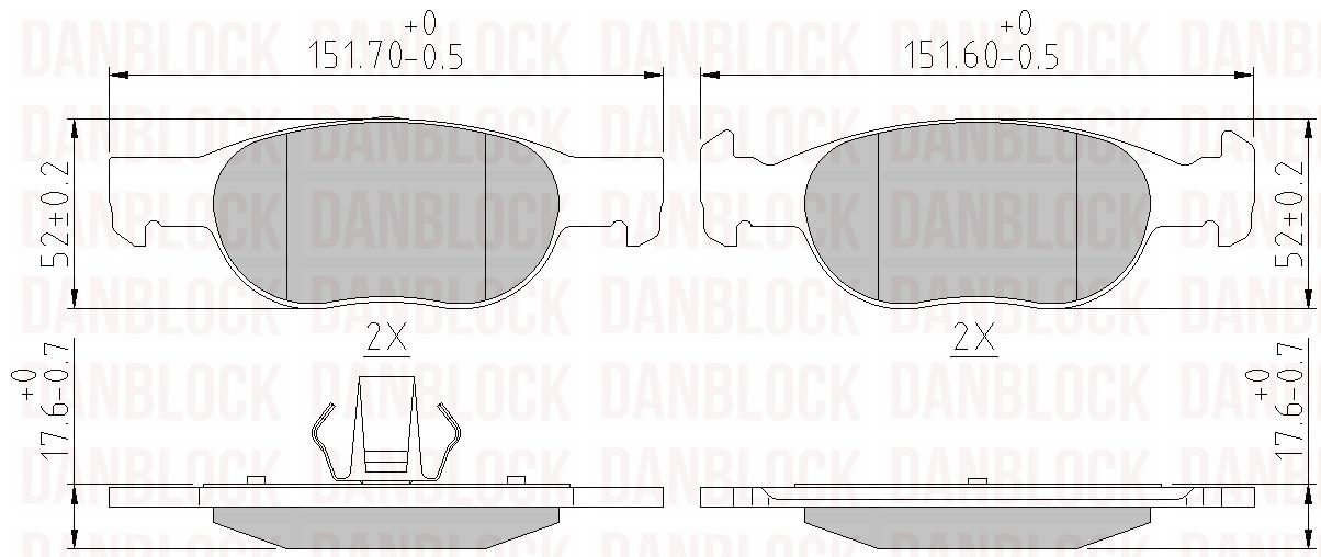 Kit de plaquettes de frein, frein à disque DANBLOCK DB 510385