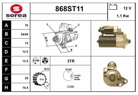 Démarreur STARTCAR 868ST11