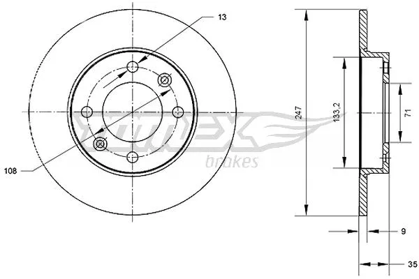 Disque de frein TOMEX Brakes TX 70-58