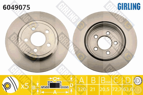 Disque de frein GIRLING 6049075