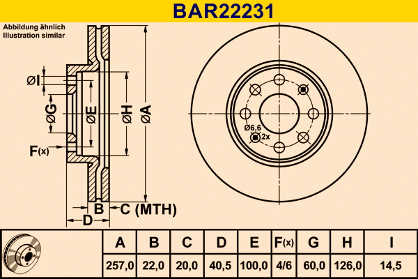 Disque de frein BARUM BAR22231