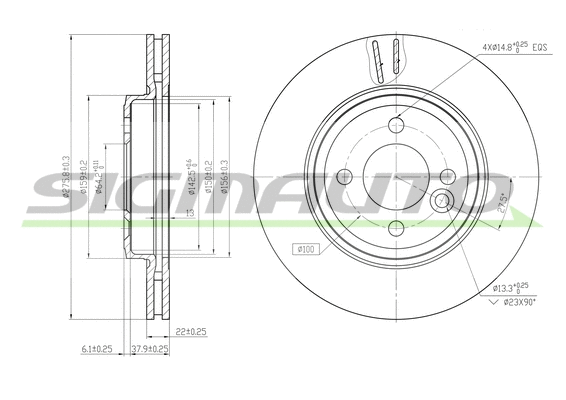 Disque de frein SIGMAUTO DBB127V
