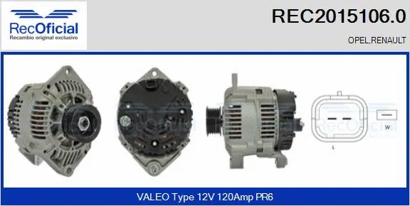 Alternateur RECOFICIAL REC2015106.0