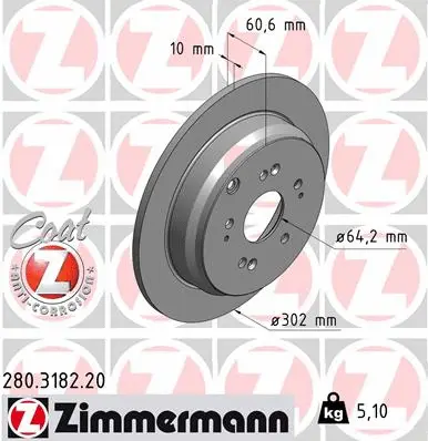 Disque de frein ZIMMERMANN 280.3182.20