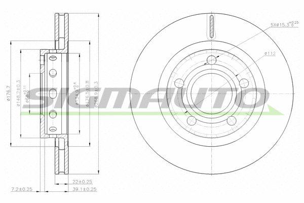 Disque de frein SIGMAUTO DBB896V