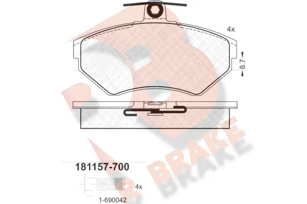 Kit de plaquettes de frein, frein à disque R BRAKE RB1157-700