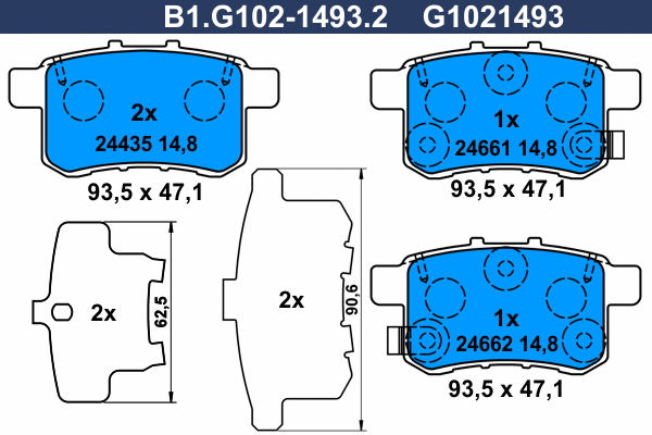 Kit de plaquettes de frein, frein à disque GALFER B1.G102-1493.2
