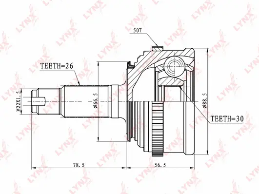 Jeu de joints, arbre de transmission LYNXAUTO CO-3465A