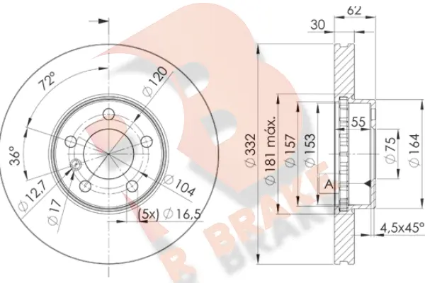 Disque de frein R BRAKE 78RBD21985