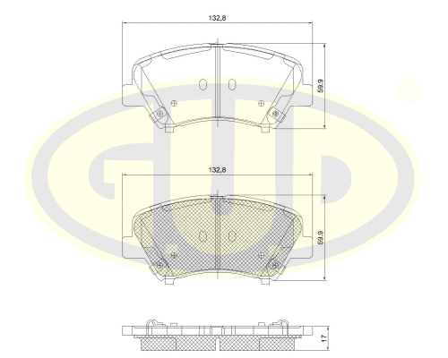 Kit de plaquettes de frein, frein à disque G.U.D. GBP141232